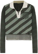 Fendi - Cropped Striped Silk-blend Sweater - Mint