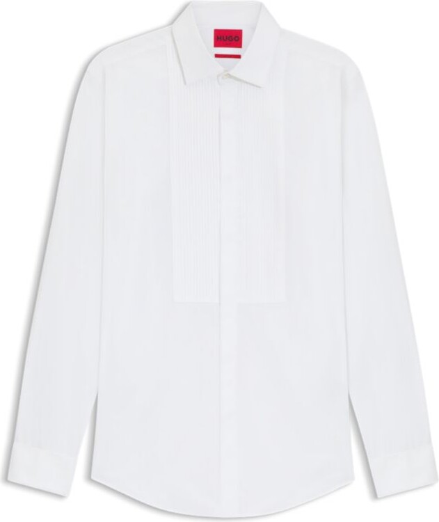 HUGO BOSS Slim-fit shirt in easy-iron striped cotton poplin