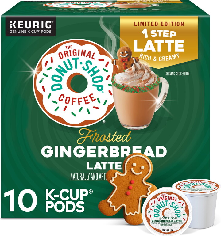 The Original Donut Shop, Frosted Gingerbread One Step Latte K-Cup Coffee Pods, 10 Count