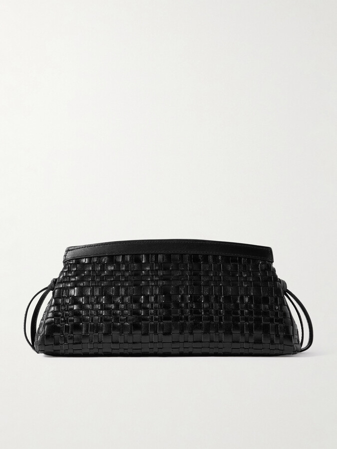 STAUD Maude Woven Leather Clutch - Black