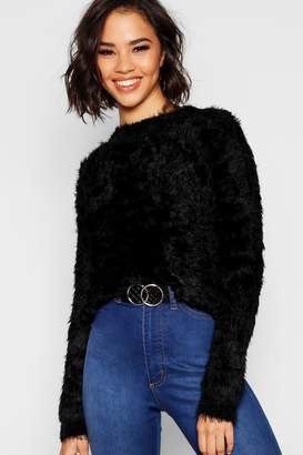 boohoo Feather Knit Fluffy Sweater