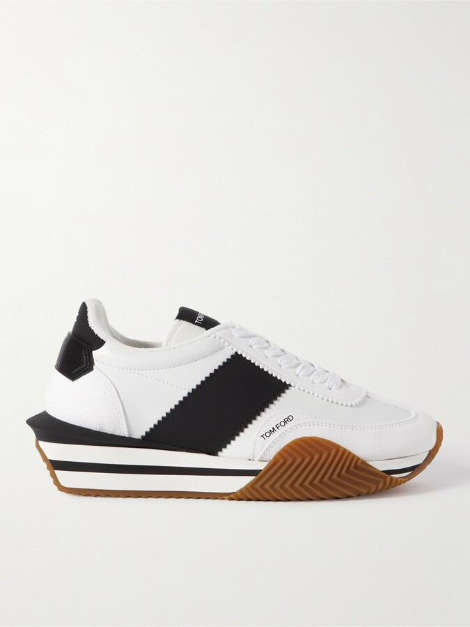 Tom Ford James Rubber-Trimmed Leather and Suede Sneakers