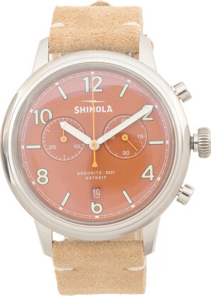 TJMAXX Men's Traveler 2 Eye Chrono Leather Strap Watch