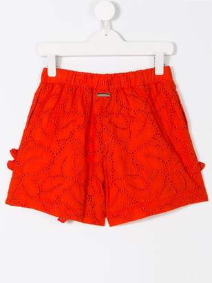 MSGM Kids embroidered ruffled shorts