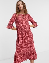 Thumbnail for your product : Miss Selfridge Miss Selfrige frill sleeve midi dress in red spot