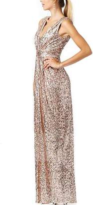 Cdress Sequins Bridesmaid Dresses Long V-Neck Prom Evening Gowns Maxi Party Formal Dress Plus Size US
