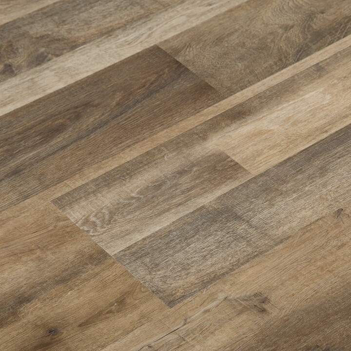 Dekorman Take Home Sample SPC Click-Locking Flooring #FS703 - Mocha Oak, 60in L x 9in W per plank, 5mm Thickness + 2mm IXPE Foam back padding. Sample Size: 9in W x 10 in L.