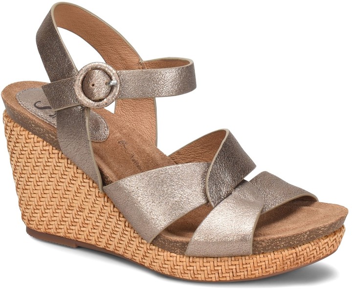 metallic wedge heels