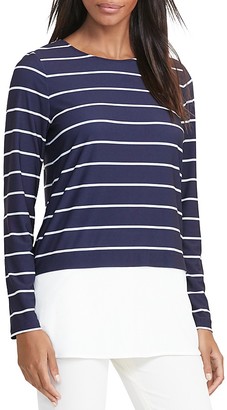 Lauren Ralph Lauren Solid Hem Stripe Jersey Top