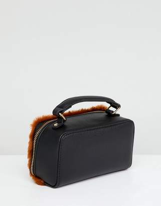 ASOS DESIGN camera bag with faux fur detail