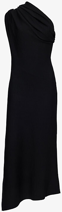 KHAITE Womens Black Coast One-Shoulder Wool-Blend Maxi Dress M