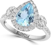 Thumbnail for your product : Effy 14K White Gold Diamond Halo Aquamarine Ring - 0.54 ctw. - Size 7