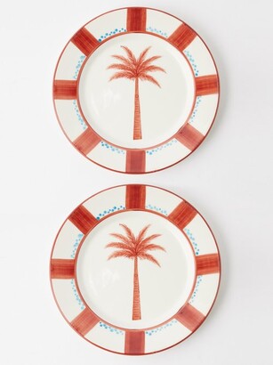 Johanna Ortiz Set Of Two Naturalista Hand-painted Ceramic Plates