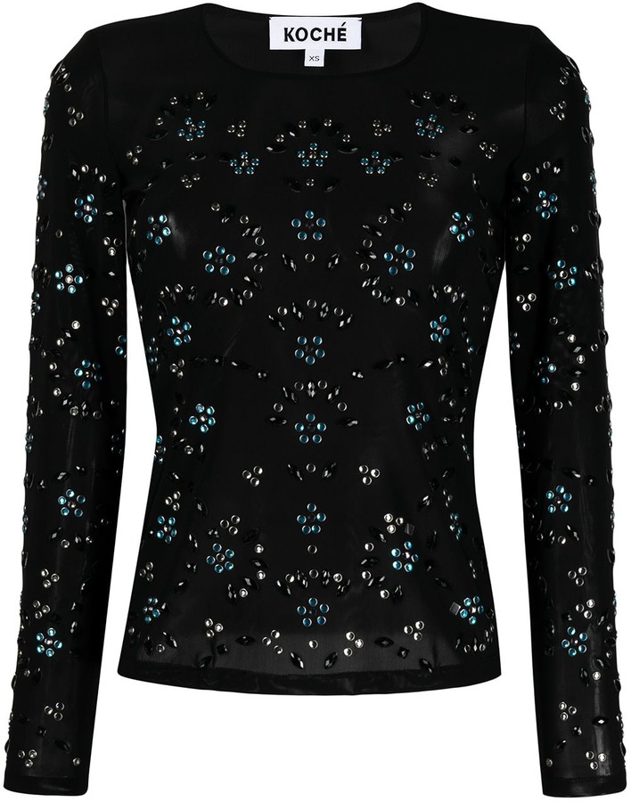 black sparkly top long sleeve