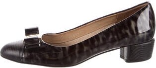 Ferragamo Patent Leather Animal Print Pumps