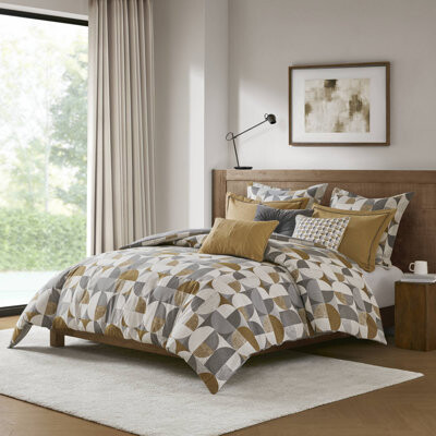 CANJUN Luxury Gold Jacquard Bedding Set Polyester Queen Oversized Comfort