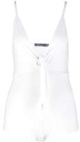 Thumbnail for your product : boohoo Petite Knot Front Strappy Beach Playsuit