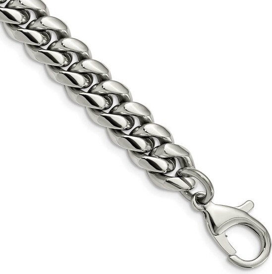 Black Bow Jewelry Co. BlackBowJewelryMen's12mmStainlessSteelPolishedCurbChainBracelet,8.5Inch