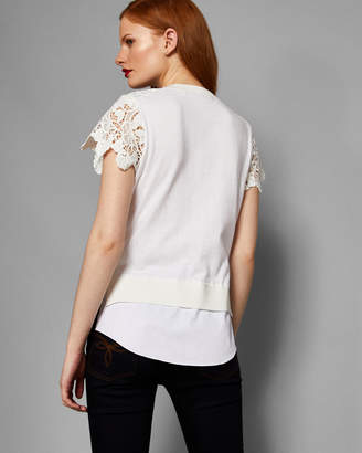 Ted Baker KITTA Lace front short sleeved knit