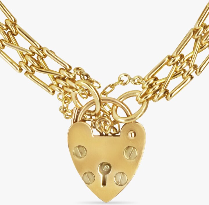 Milton & Humble Jewellery Second Hand 9ct Yellow Gold Heart Lock Chain Bracelet ShopStyle