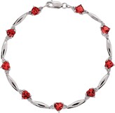 Thumbnail for your product : Brilliant I.D.E.A.S. Inc. Gemminded Sterling Silver Lab-Created Ruby and Diamond Accent Heart Bracelet