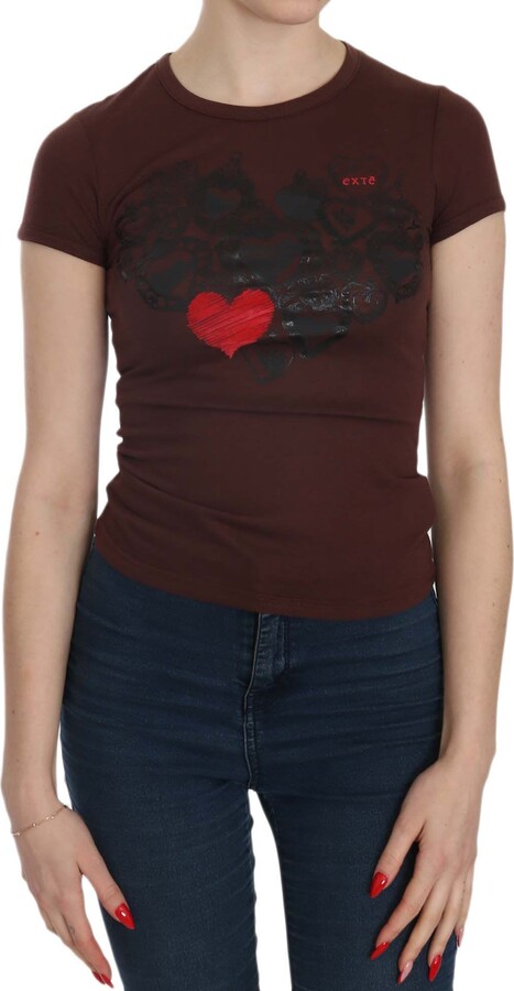 Exte Hearts Short Sleeve Casual T-shirt Women's Top