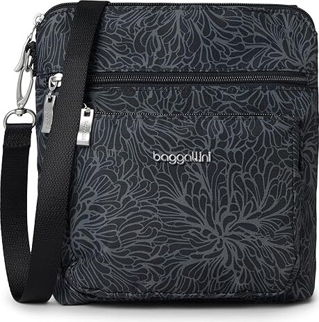 Baggallini Modern Pocket Crossbody Cross Body Women's Handbags Midnight Blossom, Nylon/Polyester