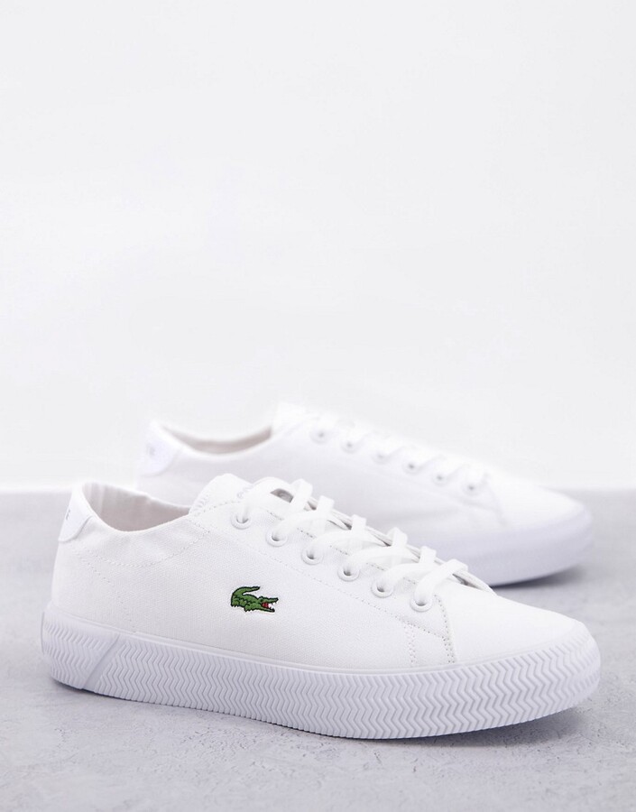 Lacoste Gripshot leather flatform sneakers in white and pink 