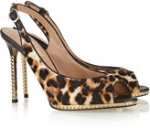 Thumbnail for your product : Valentino Studded leopard-print calf hair slingbacks