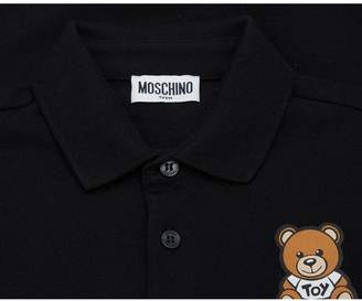 Moschino Toy Bear Logo Long Sleeved Polo Colour: BLACK, Size: Age 4