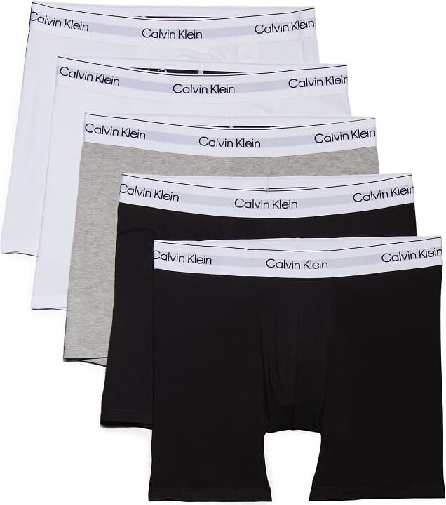 Calvin Klein Icon Cotton Stretch 5 pack boxer briefs in black/white/gray
