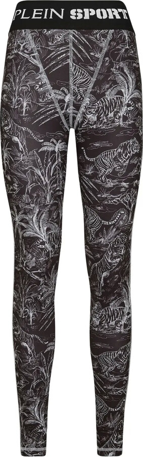 Plein Sport Graphic-Print High-Waist Leggings