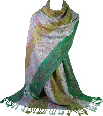 GFM Mosaic Weave Pashmina Style Scarf - Light Green -(EXC)(MSC2-LHR)