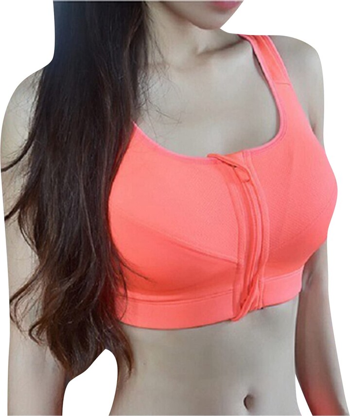 Qiribati Sports Bras High Impact Zip Front Bra Support Workout Gym