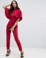 Thumbnail for your product : ASOS Jumpsuit In Scuba With Ruffle Cape Detail