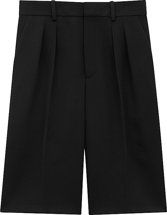 Saint Laurent Women's Bermuda Shorts in Grain De Poudre - Black - Size 4