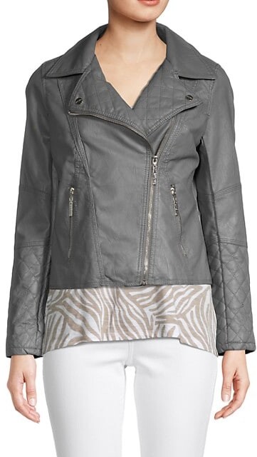 gray leather moto jacket