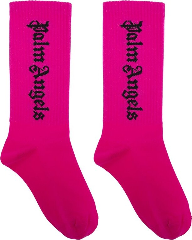 Palm Angels Kids Logo Intarsia Ankle Socks