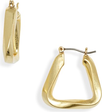 Creole Big Huggie Hoop Triangle Earrings 18K Gold Plated 23mm x6mm Medium size 