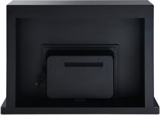 Stunning Black Mirrored Fireplace - Wood Composite, Stylish Marble Grain Texture, Tempered Glass Brilliance, 36In Height, 47In Width Finish Synthetic