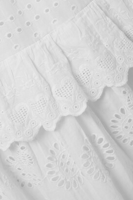 LoveShackFancy Antonella Tiered Broderie Anglaise Cotton Midi Dress - White