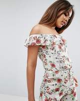 Thumbnail for your product : Oh My Love Tall Printed Bandeau Playsuit With Frill Trim