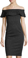 Thumbnail for your product : Donna Morgan Ruffled Off-the-Shoulder Jacquard Midi Dress