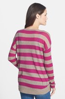 Thumbnail for your product : Halogen High/Low Stripe Cashmere Sweater (Regular & Petite)