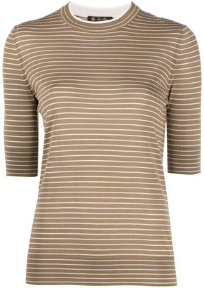 Loro Piana Striped Cashmere-Knit Top