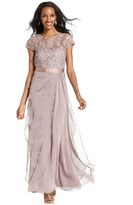 Thumbnail for your product : Adrianna Papell Petite Cap-Sleeve Lace Tiered Gown