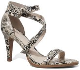 Thumbnail for your product : Express Strappy Snakeskin Print Heeled Runway Sandal