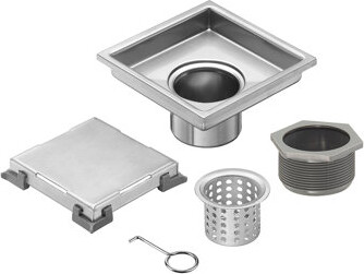 4" AISI 304 Stainless Steel Shower Drain With 2-In-1 Tile Insert Panel With Adjustable Feet, Floor Drain In Bathroom