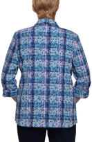 Thumbnail for your product : Allison Daley Petite Texterd Floral Plaid-Print Roll-Tab Blouse