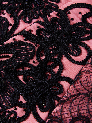Oscar de la Renta Silk Strapless Embroidered Flared Dress